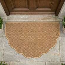 1pc Semi-Circular Wavy Edge Durable Floor Mat, Warm Brown, No Pattern Design, Bathroom Mat, Low-Key Elegant, Enhance Entryway Atmosphere, Door Mat, Small Rug, Welcome Mat, Carpet, Mat, Outdoor Door Mat, Kitchen Rug, Home Decor, Front Door Mat, Small Area Rug, Outdoor Mat, Home Decor, Area Rug, Garden Rug, Washable Rug - A - View 24
