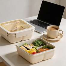 Leak-Proof Lunch Box With Utensils, Leak-Proof Bento Box With Fork And Spoon, Detachable Lunch Box For Office And School, Back To School, Birthday Gift - Multicolor - View 7