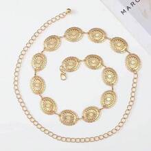 1pc Bohemian Style Gold Coin Chain Waist Belt For Women, Beach Vacation Metal Waist Belt, Match With Dress And Skirt - Multicolor - View 8