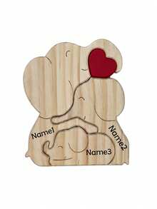 Personalized Laser Engraved Wooden Interlocking Puzzle Ornament With 8 Optional Shapes, Custom Engraved Name Keepsake Tabletop Decor For Living Room, Entryway & Study, Thoughtful Holiday Gift For Parents, Spouses And Whole Family Members On Christmas - Elephant - View 9