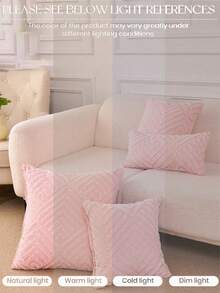 1pc Pink Geometric Tufted Decorative Pillow Cover (No Insert), Modern Home Sofa Living Room Decor Bedding Pillowcase [No Pillow Core], Suitable For Daily Use, High-End Minimalist Design, Applicable To Living Room, Bedroom, Small Car - Pink - View 7