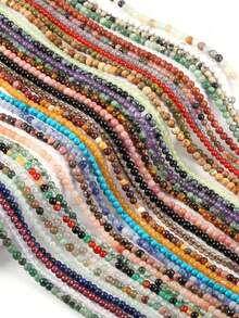 1 Strand 2mm Diy Jewelry Stone Multiple Beads Rondelle Natural Round Diy Beads For Jewelry Making Bracelet Necklace Accessories - Multicolor - View 9