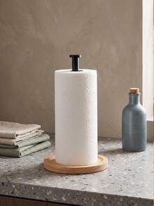 Wooden Base Paper Towel Holder, Suitable For Kitchen Countertop, Vertical Kitchen Paper Towel Roll Holder, Suitable For Bathroom Countertop, Freestanding Paper Towel Dispenser, Suitable For Large Paper Towel Rolls, Freestanding Paper Towel Dispenser, Kitchen Countertop Paper Towel Organizer. - Multicolor - View 9