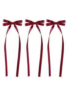 4pcs Girls Bow Ribbon Hair Clips, Gentle On Hair, Versatile Daily Wear, Back To School Hair Accessories - Red - View 10