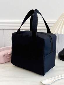 Tas Bekal Termal Portabel, Tas Bento Termal, Tas Bekal & Buah Tebal Berwarna Hitam Polos yang Lucu untuk Pelajar - Hitam - View 5