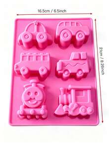 1 buah Cetakan Silikon Kereta Api Kecil 6 Rongga, Cocok untuk Dekorasi Kue, Jeli, Permen, Model Mobil, Kerajinan Frosting, dan Pembuatan Cokelat - MultiWarna - View 7