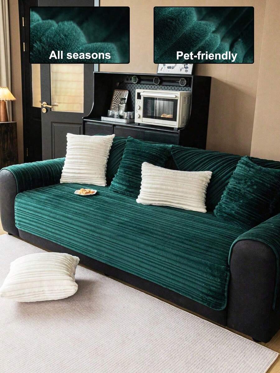 1 buah Bantal Sofa Lembut Warna Polos, Minimalis Tebal Lembut Hangat, Ramah Hewan Peliharaan, Anti Selip Anti Noda, Dapat Dicuci dengan Mesin, Penutup Sofa, Dekorasi Ruang Tamu, Musim Gugur - Hijau - View 1