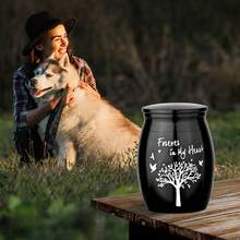 1pc INEYES Personalized Small Pet Urn For Ashes - Waterproof Cremation Keepsake Stainless Steel Memorial Urn With Tree Patterns And Text For Ashes Holder Memorial Dog Cat Funeral Decorative - Multicolor - View 4