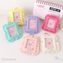 Cireneon フリル トレカケース 硬質 B8 キーホルダー 推し活 カード収納 アクスタ収納 持ち運び カード 写真 チェキ アイドル トップローダー 押し色 パープル - ピンク - チェックする 3