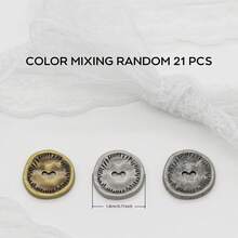 10/15/18/20/21/24入 11/15/18/20mm 復古不對稱圓形金屬兩孔鈕扣，適用於襯衫、西裝、針織開襟衫的不對稱縫製鈕扣 - 彩色 - 查看 36