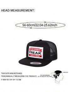 1件時尚個性平沿棒球帽 FREAK刺繡網帽 戶外可調節遮陽帽 日常裝飾帽 中性嘻哈帽 - 怪咖 - 查看 6