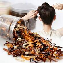 456 Pcs Mixed Brown Disposable Hair Ties, Simple Versatile Hair Bands, Non-Damaging Hair Accessories For Daily Ponytail - Mixed Coffee Color - View 2