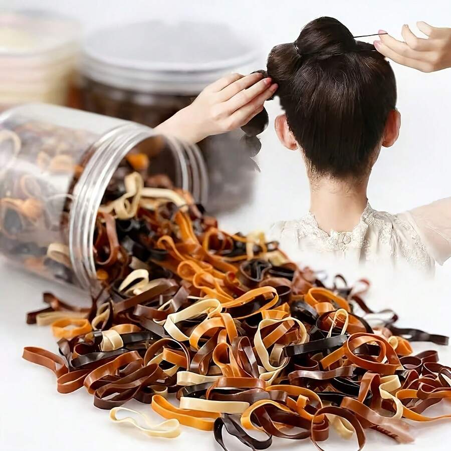 456 Pcs Mixed Brown Disposable Hair Ties, Simple Versatile Hair Bands, Non-Damaging Hair Accessories For Daily Ponytail