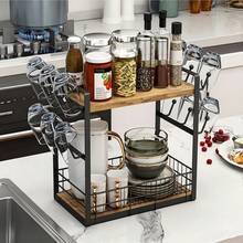 Coffee Mug Tree Bar Station Organizer, 2-Tier Mug Rack For Kitchen Storage Display Shelf, With 12 Hooks - View 5