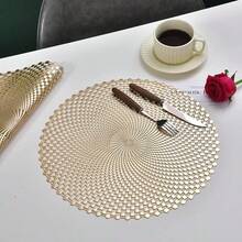 Gold Round Minimalist PVC Placemats, Washable, Easy To Clean, Wipeable, Non-Slip, Holiday Wedding Festival Table Mat Decor Suitable For Dining, Events, Banquets, Weddings, Bridal Showers, Home Daily Use - Multicolor - View 10