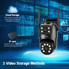szsinocam 1 buah Kamera PTZ WiFi Dual-Lens 720P, Kamera Pemantauan Luar Ruangan Nirkabel 2.4G, Didukung USB (Tanpa Baterai Internal), Deteksi Manusia AI, Penglihatan Malam Berwarna Penuh, Peringatan Gerak - Hitam - View 9
