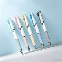 5 piezas/Set Bolígrafos de gel retráctiles color macaron de gelatina, punta fina ST de 0.5mm, tinta negra de secado rápido, escritura suave, estilo estético, papelería para estudiantes y oficina, adecuado para tomar notas y exámenes - A - Ver 3