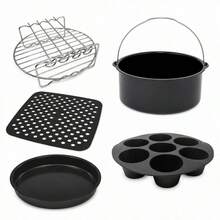 5-Piece Air Fryer Accessory Set For 20-21 Cm Baskets, Includes Cake Barrel, Pizza Pan, 304 Stainless Steel Rack, Muffin Mold And Silicone Mat - View 9