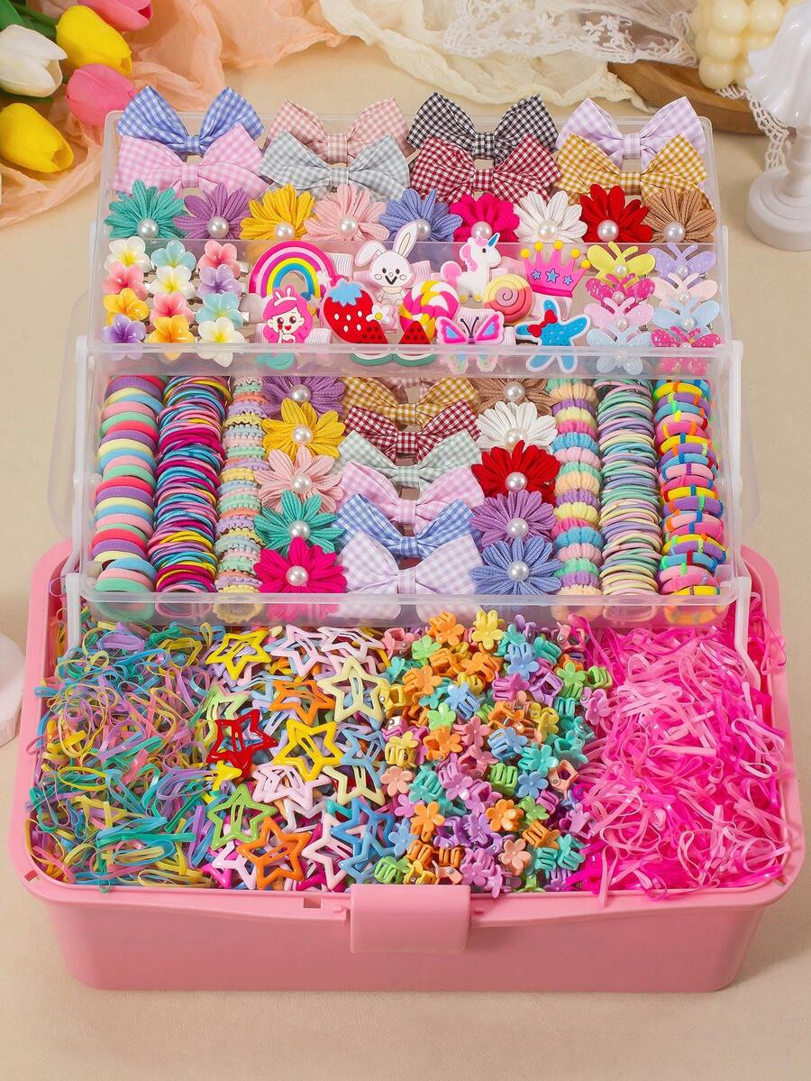 859pcs Candy Color Cartoon Sweet Girl Hair Accessories Set, Including ...