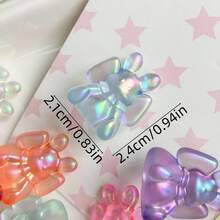 4pcs Multicolor UV Bow‑Knot Rabbit Acrylic Through‑Hole Beads For DIY Bracelets, Phone Charms, Keychains Handmade Craft Supplies - Multicolor - View 4