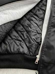 Girls' Spring/Autumn/Winter 2-In-1 Hooded Baseball Jacket, Street Style English Embroidery Patchwork Hoodie, Casual Thickened Jacket Outerwear, Ages 8-13 - Black - View 8