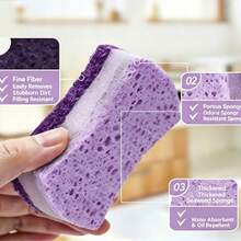 1/5pcs Antibacterial Dish Cloth, Natural Wood Pulp Dish Sponge, Double-Sided Cleaning Tool, Pure Cotton Yarn, Kitchen Grease Scrubbing Cloth - Multicolor - View 2