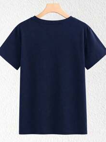 Women Two-Piece Outfits - 2 Navy Blue T-shirt With Navy Blue and White Striped Shorts - View 3