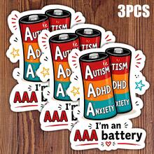 1pc 3-Inch "I'm A AAA Battery" Autism ADHD Anxiety Humor Neurodiversity Sticker, Suitable For Laptop, Water Bottle, Notebook, Cup, Ideal For Students, Teachers, Office Workers, Creative Professionals, Retail Workers, Commuters And Anyone Who Runs On Chaos And Low Social Battery - A - View 12