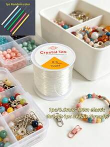 1 Roll 100m Transparent Crystal Elastic Cord With Spool, High Wear-Resistant Heavy Duty Elastic Beading String, Strong And Durable, Suitable For DIY Handmade Bracelets, Necklaces, Prayer Beads, Jewelry Making, Essential Accessory For Craft Enthusiasts - A - View 14