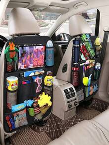 1pc Modern Minimalist Oxford Fabric Rectangular Hanging Car Organizer Bag, With Mesh Pockets And Adjustable Shoulder Strap Decoration, Multi-Compartment Storage And Back Seat Organizer Function, Suitable For Family Car - Multicolor - View 10