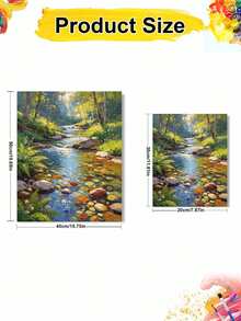 1pc Oil Painting By Numbers Kit, Forest Stream DIY Art & Craft, Home Wall Decor, Canvas Oil Painting Decoration, Holiday Gift Includes Paintbrushes And Paints. - Sets - View 10