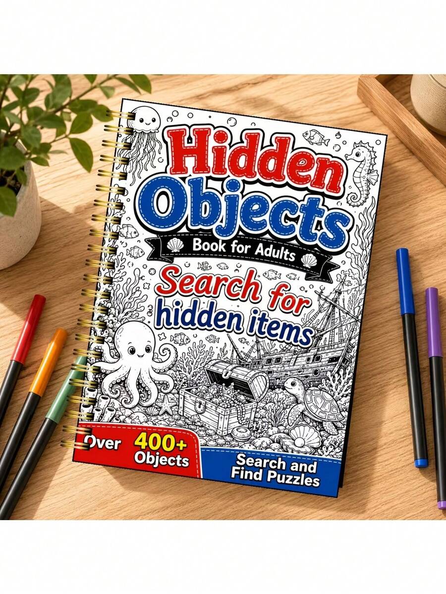 Mindfulness Art Coloring + Hidden Object Puzzle 2-In-1 Activity Book A5 Spiral Bound Suitable For Adults And Seniors Brain Training Stress Relief Gift - Multicolor - View 1