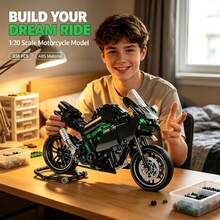 1:20Mechanical Racing Motorcycle Building Blocks Kit, 838 Pieces DIY Assemble Sport Motorbike Model, Simulated Chain Transmission & Rotatable Wheels, High Detail Collectible Desktop Decoration Toy, For 14+ Teens Adults, Holiday Birthday Present - Multicolor - View 9