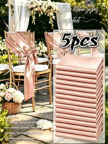 50pcs Satin Chair Sash Bows, Universal Chair Covers Suitable For Wedding Reception, Dining Room, Party, Hotel Events Decoration (5.9 X 102 Inches) - Multicolor - View 12