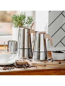 CAMRY Espresso Maker, Stovetop Espresso Pot, Coffee Percolator - Classic Design, Durable Construction, Compact - Silver - View 4