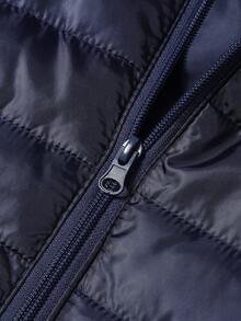 Men's Winter Daily Commute Solid Color Minimalist Versatile Casual Hooded Padded Coat - Blue - View 5