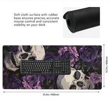 Gothic Skull And Purple Flower Design Mouse Pad Desk Mat Gaming Mats Non-Slip Stitched Edge Desk Accessories Computer Mousepads - View 6