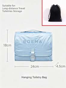 1PC Modern Minimalist Ins‑Style Nylon Rectangular Hanging Cosmetic Bag, Letter Print Buckle Closure, Hand‑Carry Hanging Multi‑Compartment Large‑Capacity Makeup Toiletry Organizer For Daily Home Use, Holidays, All‑Season Outings Perfect Gift Choice - Multicolor - View 11
