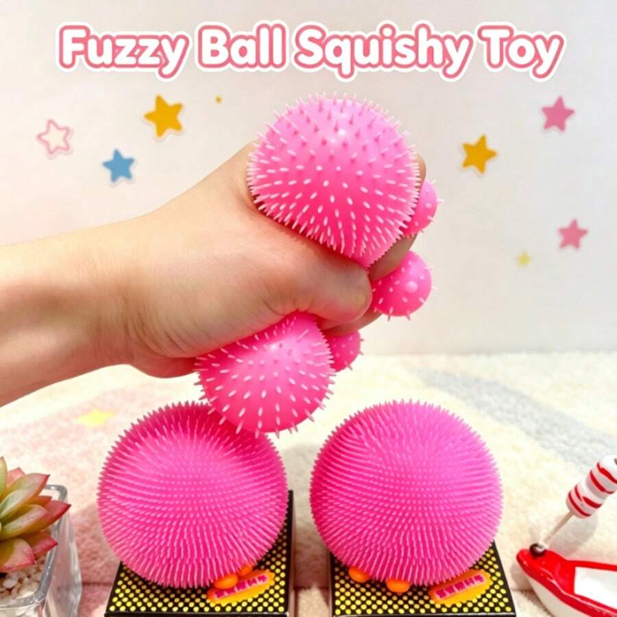 Super Fun Fuzzy Squeeze Ball - Large Plush Color-Changing Stress Relief Toy - Silent High-Elastic Soft Colorful Round Squeeze Toy - Gift For Friends, Colleagues, Classmates To Relieve Boredom, Vent, Relax And Squeeze - Birthday Gift