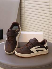 New Children's Sports Shoes Boys Hook And Loop Comfortable Flat Shoes Shoes Training Shoes - Brown - View 3