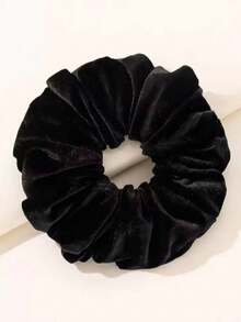Flannel Large Size Scrunchie Suitable For Daily Use - Black - View 3