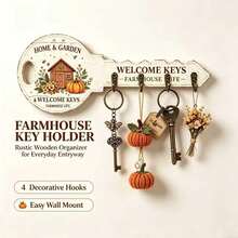 2D Flat Vintage Key Hook Rack – Cozy Home Key Storage Hook, Wall Mounted Entryway Organizer, Rustic Bronze Finish, Heavy Duty Hanger For Keys, Hats, Bags, Small Items, Vintage Wooden Wall Decor For Hallway, Farmhouse Housewarming Gift - Multicolor - View 4