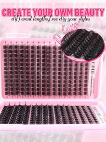 320/384pcs Of D-Type Curly Eyelash Clusters,With Simulated Mink Fur Texture And Natural Eyelash Clusters Available In Manga Style,With Elongated Eye Tails And Enlarged Eyes In Various Styles. Soft Eyelash Self-Adhesive Set,Eyelashes Can Be Reused. - Pink - View 7