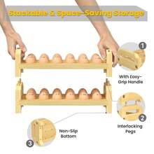 Egg Holder Countertop, 2 Tier Stackable Wooden Egg Holder For 36 Eggs, Egg Stand With Handle For Kitchen Organizer, Fits Quail, Duck, Turkey, Chicken Eggs - 2 Pack - View 4
