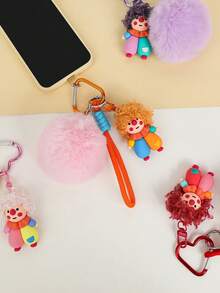 1pc Cute Keychain, Cartoon Fluffy Bag Charm, Adorable Women's Bag Pendant, Car Key Ring Charm, Suitable For Backpack, Handbag, Tote Bag, Key Decoration, Birthday Gift, Friend Small Gift And Daily Accessory - Multicolor - View 4