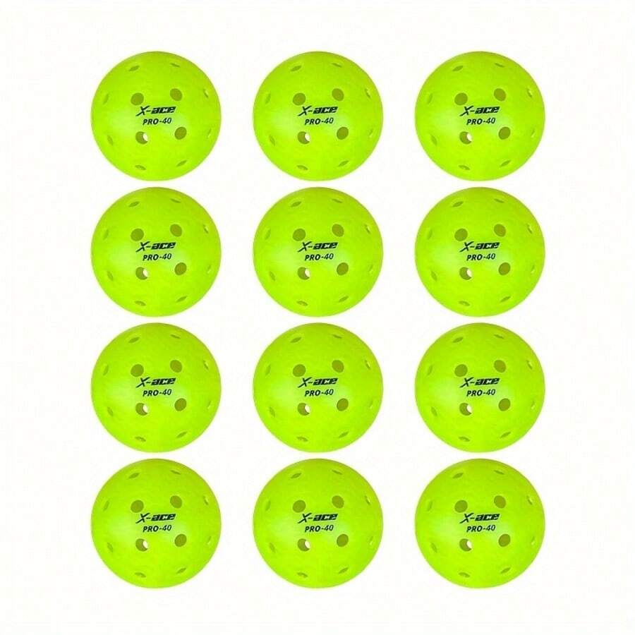 X-ACE PRO 40 Pickleball, 6 Or 12 Pack, Crack-Resistant Structure, Suitable For All Styles Of Pickleball Paddles And Courts, High Visibility Green Pickleballs - 12 Pieces - View 1