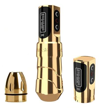 Wireless Rotary Tattoo Pen With Removable Magnetic Battery, Adjustable 4-12V OLED Display, Wireless/RCA Cable Mode, For Professional Tattoo Artists