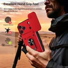 (Order & Follow Store To Get Free Lanyard) Military-Grade Shockproof Sliding Lens Protection Phone Case With Ring Stand + Hand Strap Phone Case / Compatible With Apple 18PROMAX/18PRO/17PROMAX/16promax Series Compatible With Samsung S26u Series Phone Case Compatible With Xiaomi 17 Series Compatible With Redmi Note15PRO Series Compatible With Honor 600 Series Compatible With Huawei Compatible With Google Compatible With Vivo Compatible With Motoedge70 60 50fusion/Compatible With Transsion - Purple - View 6