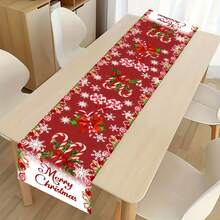 1pc Christmas Polyester Table Flag, Made Of Polyester Material, Featuring Cane Candy, Snowflakes, Wintergreen, "Merry Christmas", Creating A Festive Atmosphere Of Christmas, Suitable For Christmas Party Decorations, Table Decorations, Etc. - A - View 6