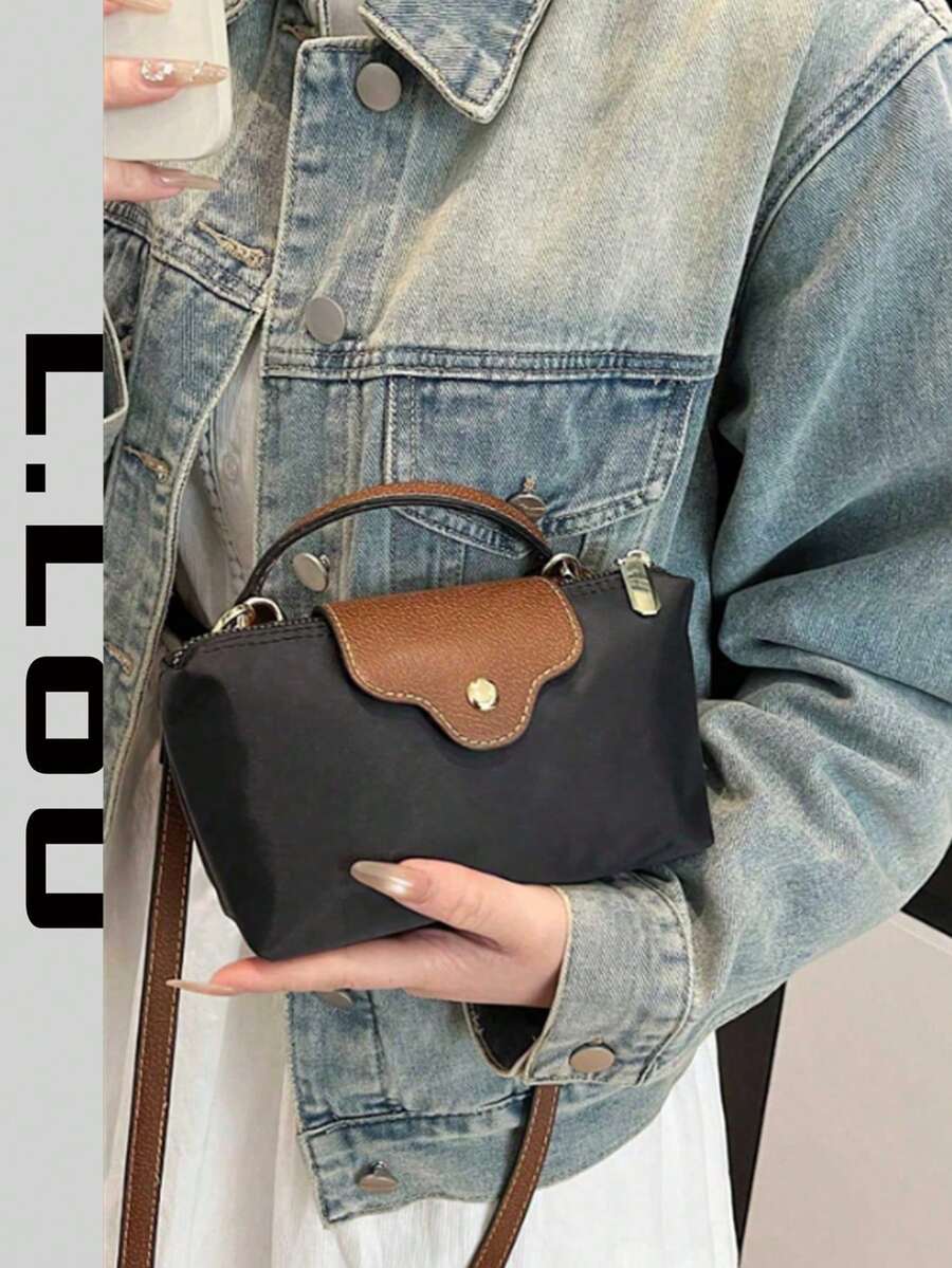 Women's Mini Nylon Fabric Crossbody Bag, Magnetic Snap Dumpling Design, Casual Cute & Fashionable , New Year , Beach